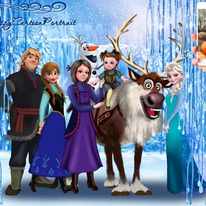 Frozen-Stil | Individuelles Cartoon-Porträt auf Bestellung | Wunderschönes Prinzessinnen-Porträt | Individuelles Porträt für Tochter | Personalisierte Porträts vom Foto
