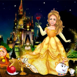 Benutzerdefinierte Porträt für Familie und Kind in Märchenkleidung|Benutzerdefinierte Prinzessin Portrait| Personalisiertes Cartoon-Porträt vom Foto | Muttertag
