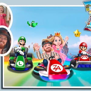 Mario Kids Benutzerdefiniertes Porträt | Super Mario Bros Film|Karikatur Portrait vom Foto|Märchenhaftes Portrait für Familie und Freunde|