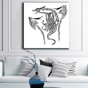 ケルトのドラゴンの結び目 | ケルトの保護のお守り | Svg、Dxf、EPS、PNG、Jpeg デジタル ファイル | 印刷可能な壁アート |