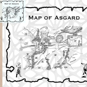 Carte d'Asgard Fichiers numériques PNG, PDF, Jpeg, svg, eps, dxf |  Carte dessinée à la main Impression numérique | Carte couleur
