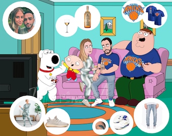 Famous Cartoon, Custom Family Guy Portraits, Guy valentine gift, Holiday Gift