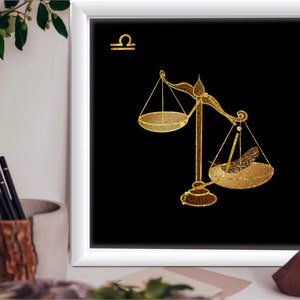 Sternbild Waage Waage Sternzeichen Astrologie Kunstdruck | Sternzeichen Feuer | Einzigartiges Geschenk | Waage 12x12 ”300dpi| Boho-Wand-Dekor