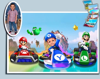 Super Mario Bros. Cartoon Portrait: Custom Family Fairytale Art (Digital File)