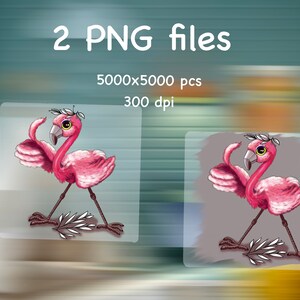 DRUCKBARE Karte Cartoon Flamingo Art | Mode Mockup | Clip Art & Bilddateien |Süßer Flamingo|  Digitale Tierkarte | beste Freunde Clipart
