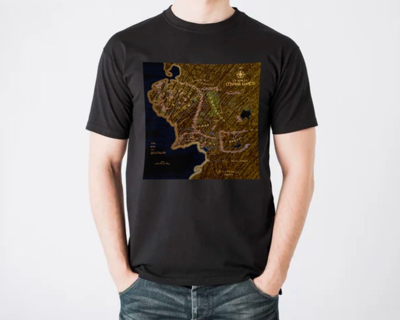 Gold Middle Earth Map Print: Hand Drawn Lord of the Rings (digital ...