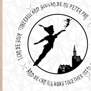 Citações de Peter Pan | Silhueta de Peter Pan e Tinker Bell contra o céu noturno | Arquivos digitais Peter Pan Svg, Dxf, EPS, PNG, Jpeg