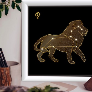 Leo constellation| Leo Zodiac Astrology Art Print | Fire Star Sign | Unique Gift | Lion 12x12”300dpi| Boho Wall Decor