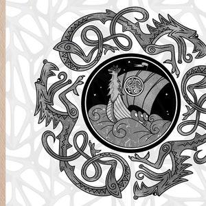 Keltischer Knoten auf einem Drakkar Segel mit einem keltischen Muster | Keltisches Schutzamulett | SVG, Dxf, EPS, PNG, JPEG digitale Dateien | druckbare Kunst |
