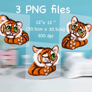 Maqueta de moda / Tarjeta con arte de dibujos animados / Clip Art y archivos de imágenes / Cachorro de tigre divertido / Tarjeta digital con animales / Clipart de mejores amigos