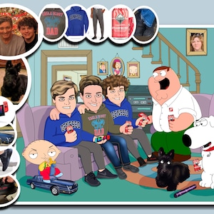 Cadeau personnalisé Family Guy à des amis | Dessin à partir d’une photo| Portrait de dessin animé mari/père/ami | Portrait de famille| Cadeau personnel