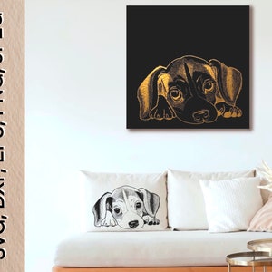 Puppy Portrait: Gold Dog Face Art (Digital Files)