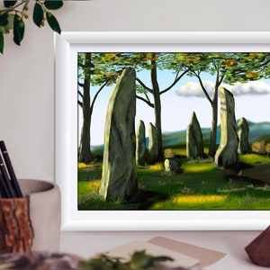 Outlander Art Print: Craigh Na Dun Stone Pillars Landscape (Digital Download)