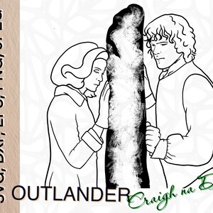 Outlander Craigh Na Dun Art: James and Claire, Stone Pillars (Digital Files)