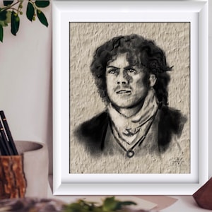 Jamie Fraser Portrait: Outlander Inspired Charcoal Art (Digital Download)
