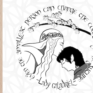 Zelfs de kleinste persoon kan de loop van de toekomst veranderen. Galadriel en Frodo| Tolkien-citaat| Svg, Dxf, EPS, PNG, digitale Jpeg-bestanden