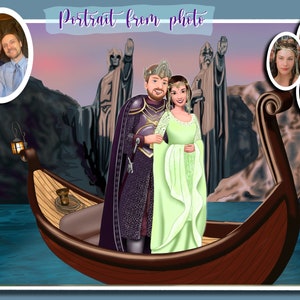 Portrait personnalisé LOTR sur commande | Portrait personnalisé pour la famille et les amis | Portraits personnalisés à partir d'une photo