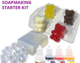 Soap package "Bears"| 500 gr soap base + 3X10 ml coloring + 1X10 ml fragrance oil + 1 mold | DIY Soap kit - Make your own soap