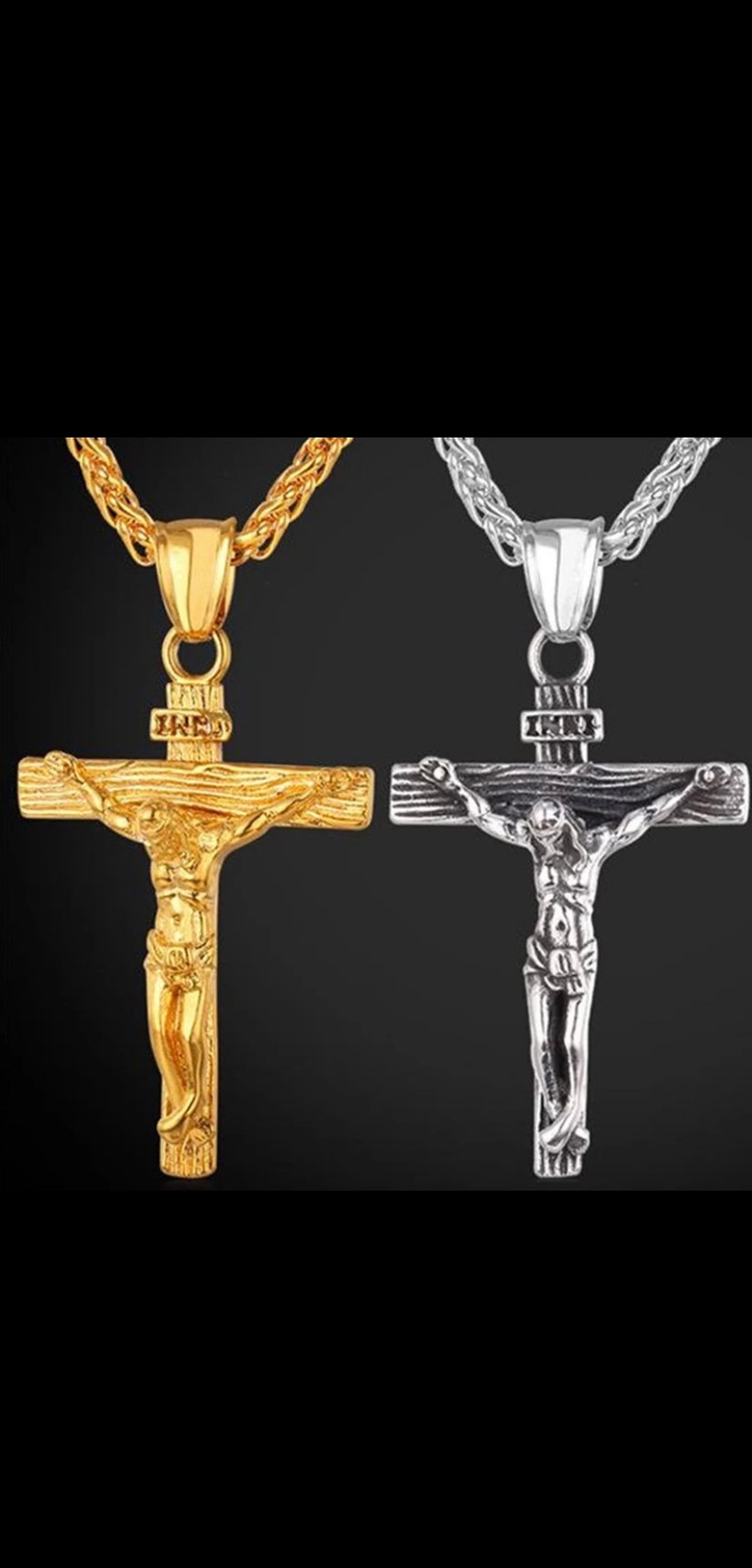 Mens Gold Cross Pendant Chain Etsy