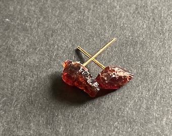 Raw Garnet Stud Earrings