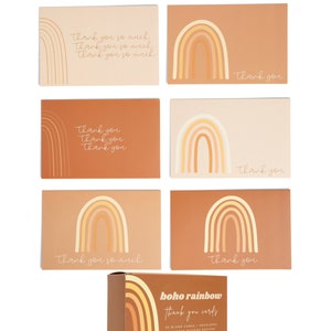 Cartes de remerciement bohèmes avec enveloppes blanches Notes de remerciement arc-en-ciel pour les anniversaires et les réceptions | Lot de 30 cartes de visite toutes occasions mignonnes 4 x 6