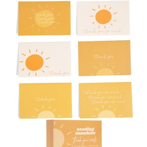 Cartes de remerciement Boho Sunshine avec enveloppes, paquet de 30 | Premier voyage autour du soleil, anniversaire, remerciements pour la fête prénatale de Here Comes the Son