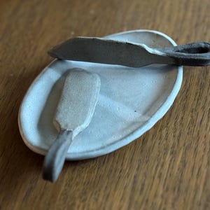 Handmade Ceramic Butter Spreader | Rustic Stoneware Serving Knife