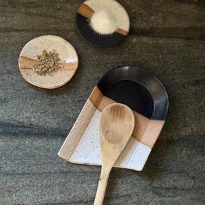 Rustic Silverware Rests Ceramic Spoon Rest, Handmade Stoneware Pottery, Rustic Modern Kitchen ...