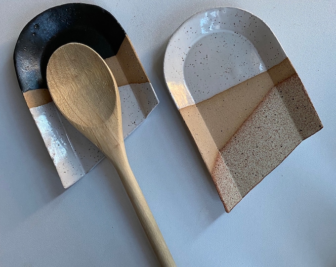 Spoon Rest | Modern Ceramic Kitchen Spoon Rest | Stove Spoon Holder | Sponge Dish