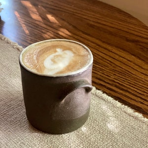 Ceramic Handleless Mug | Handmade Coffee Cup | Earthy Organic Design | Brown Rustic Pottery | Cozy Tea Tumbler | Kitchen Gift | Coffee Lover