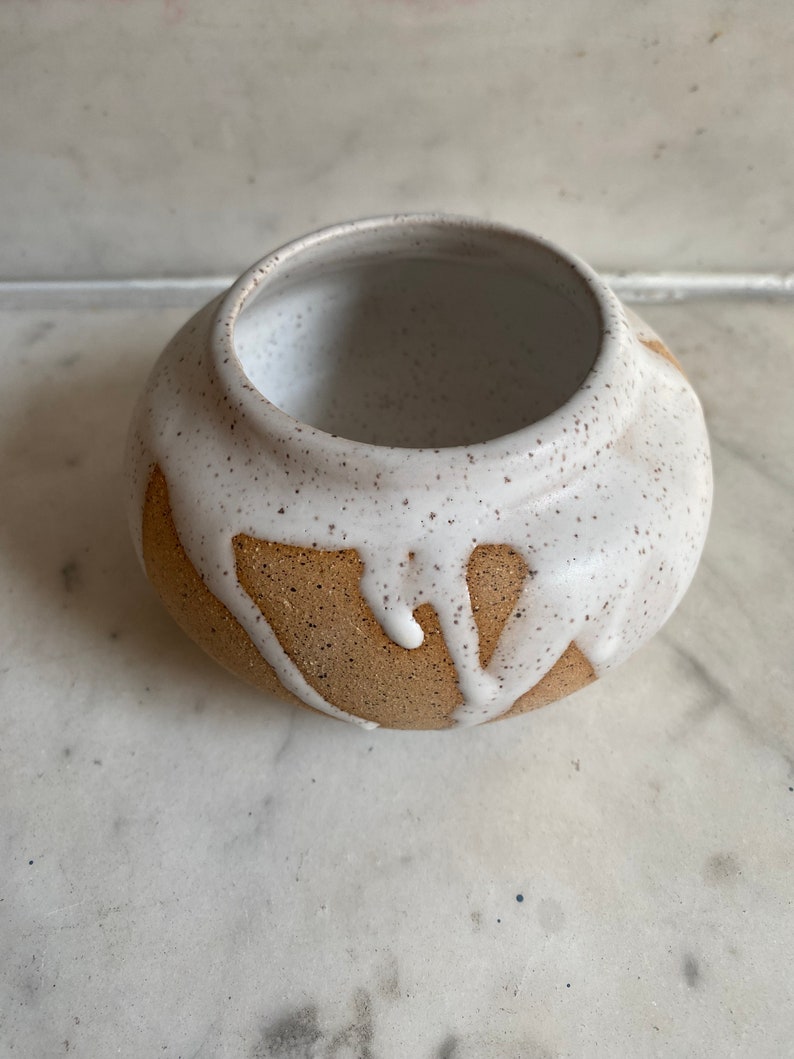 Small Ceramic Vase Tea Light Handmade Candle Holder Succulent Vase Airplant Dish image 1