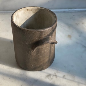 Ceramic handmade Cup | handleless coffee cup | no handle mug | rustic toothbrush holder l ceramic decor | southwest earthy brown pottery cup