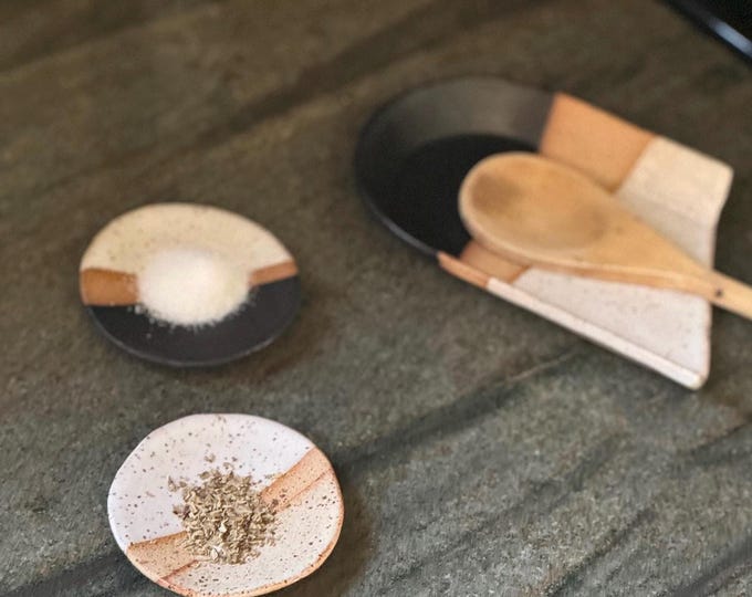 Keramik Gewürzschale | Handgemachte Salzschale |  Keramik Teebeutel Tablett | Kaffeelöffel Ablage | Elegante Schmuckschale | Eitelkeit Dekor | Keramik Geschenk