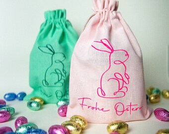 Easter bag gift hand-printed / Easter cotton bag / Easter bag / Easter bag for filling / pastel / pink