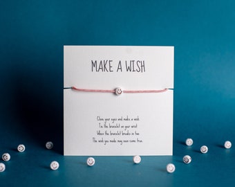 Lucky bracelet "Make a wish", smiley bracelet with card