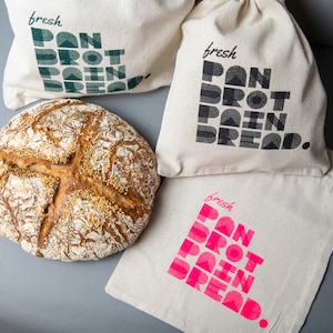 Brotbeutel Leinenbeutel Brottasche handbedruckt | Natürlich | Wiederverwendbar Design