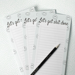Liste de tâches avec smileys du bloc-notes "Faisons la merde" DIN long
