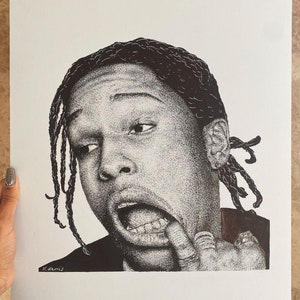 ASAP Rocky Original Art Pointillism Portrait Drawing
