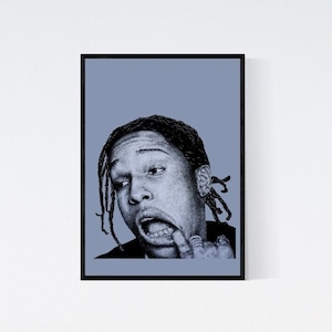 ASAP ROCKY Affiche Portrait Imprimé - BLEU