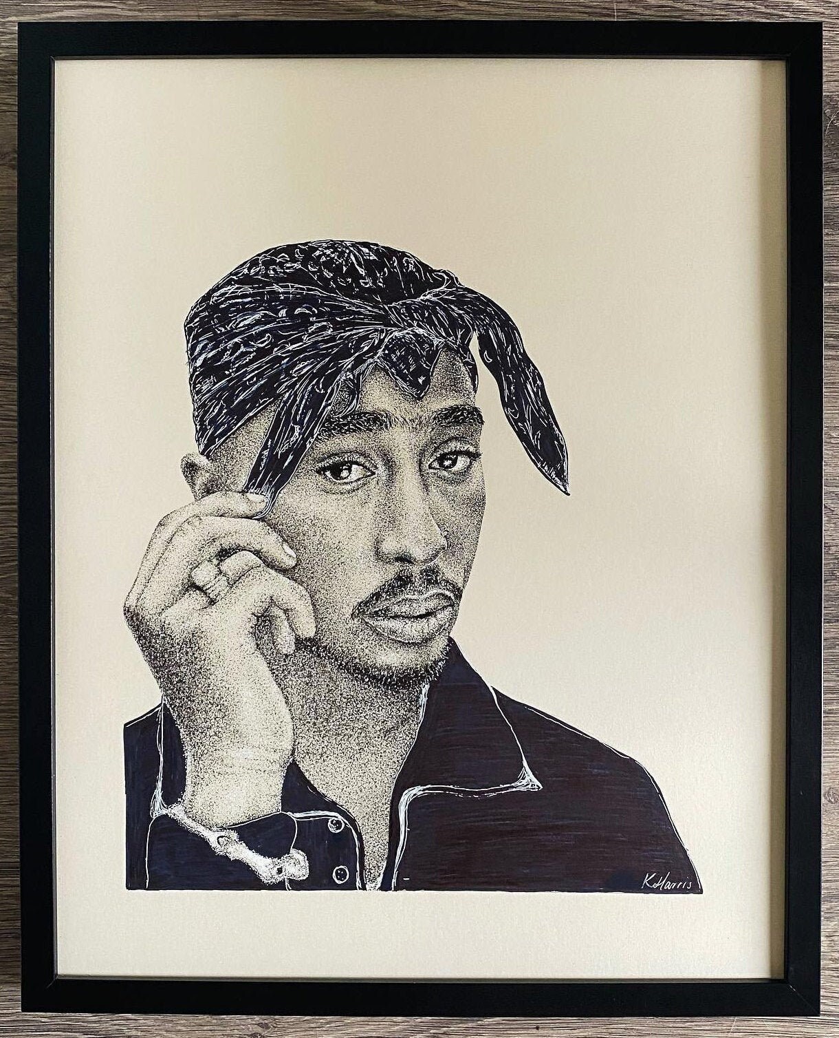 絵画 2pac Tupac Shakur / 2pac Original Art Pointillism Portrait
