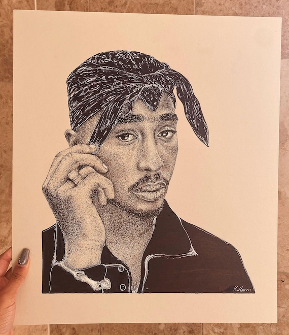 Tupac Shakur / 2pac Original Art Pointillism Portrait Drawing - Etsy