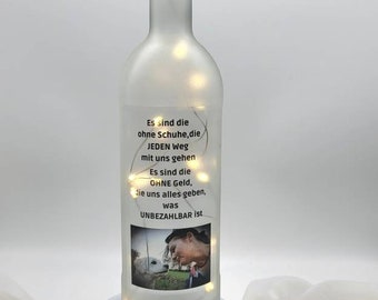 Flaschenlicht personalisiert mit deinem Hund und dir, Dekoflasche mit Spruch,Geschenk für Hundeliebhaber,