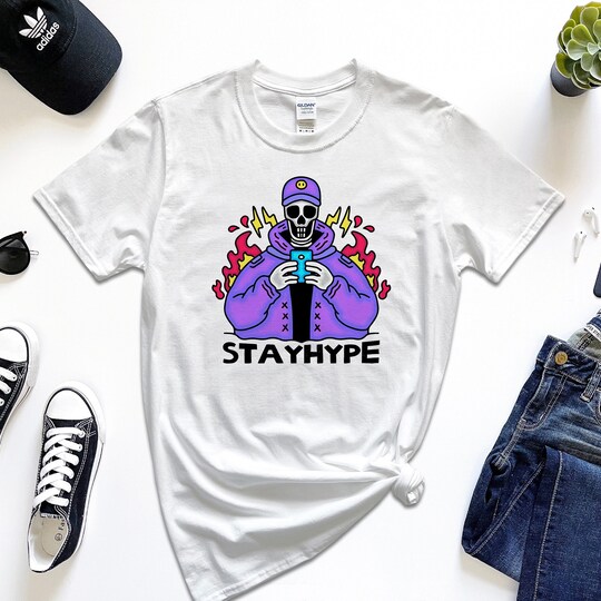 Skull Playing Gadget in Hype Shirt, Hip Hop Skull T-Shirt