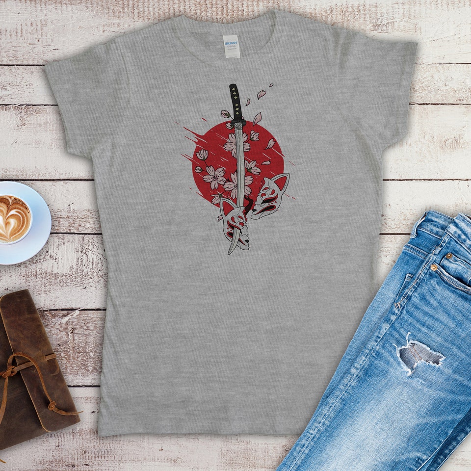 Discover Samurai Sword T Shirt Retro Japanese Style Trendy Shirt
