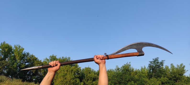 Bardiche, Lochaber axe, Halberd, long blade ax, battleaxe, polearm, Dane Ax, berserker axe, Heavy Viking Ax, hangmans ax, forged gifts, larp image 4