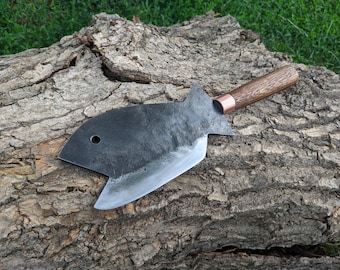 Forged Cleaver, handmade, Fish knife, Zoomorphic, kitchen axe, herb cutter, meat ax, cookware, hand tools, bushcraft, gifts for home, axes