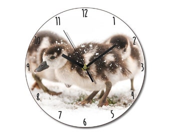 Large Wall Clock, Home Decor, Wildlife Clock, Goslings, Bird Clock, Gift Idea,