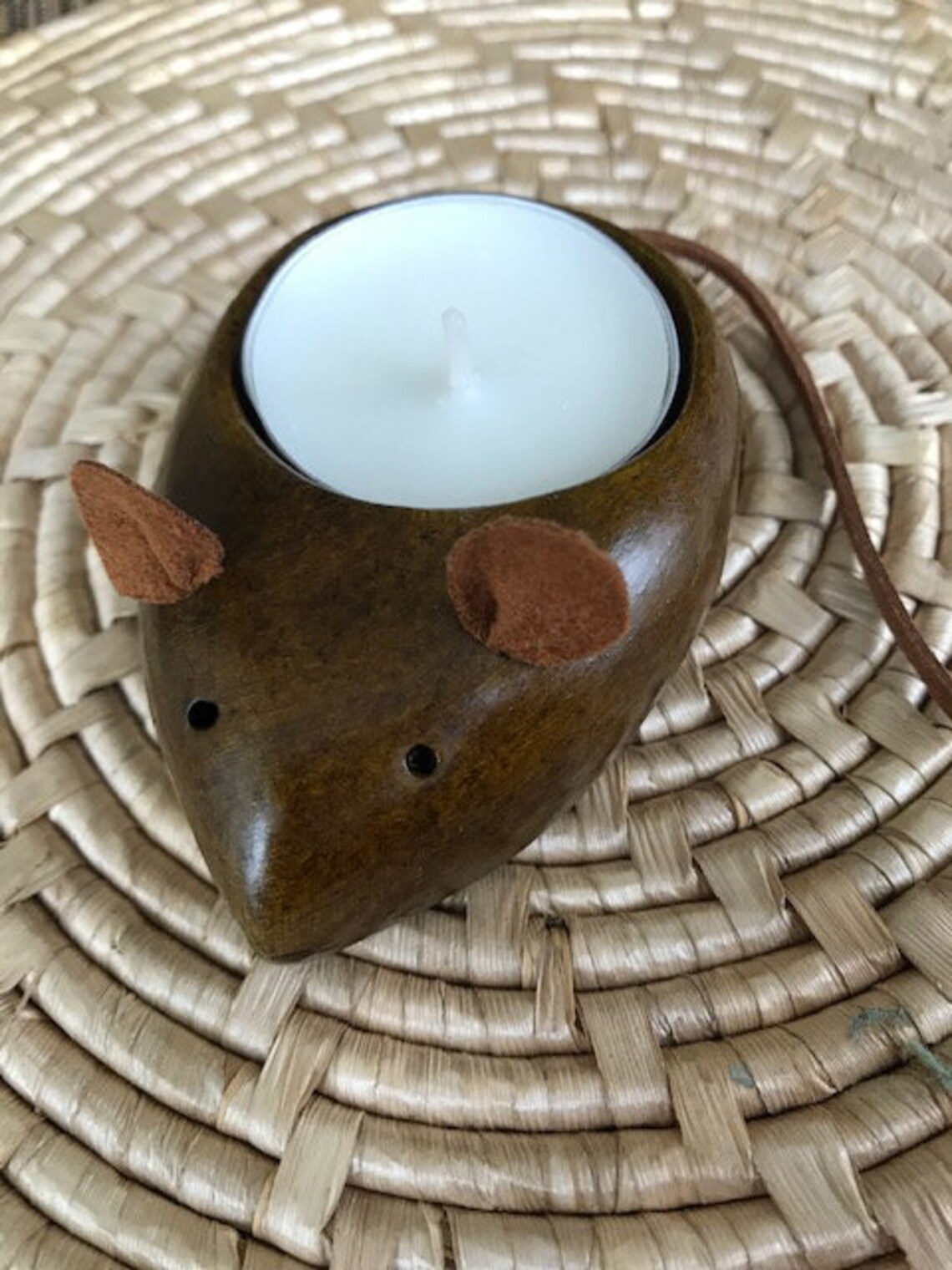 Mouse tea light holder candle natural living woodland animal Etsy
