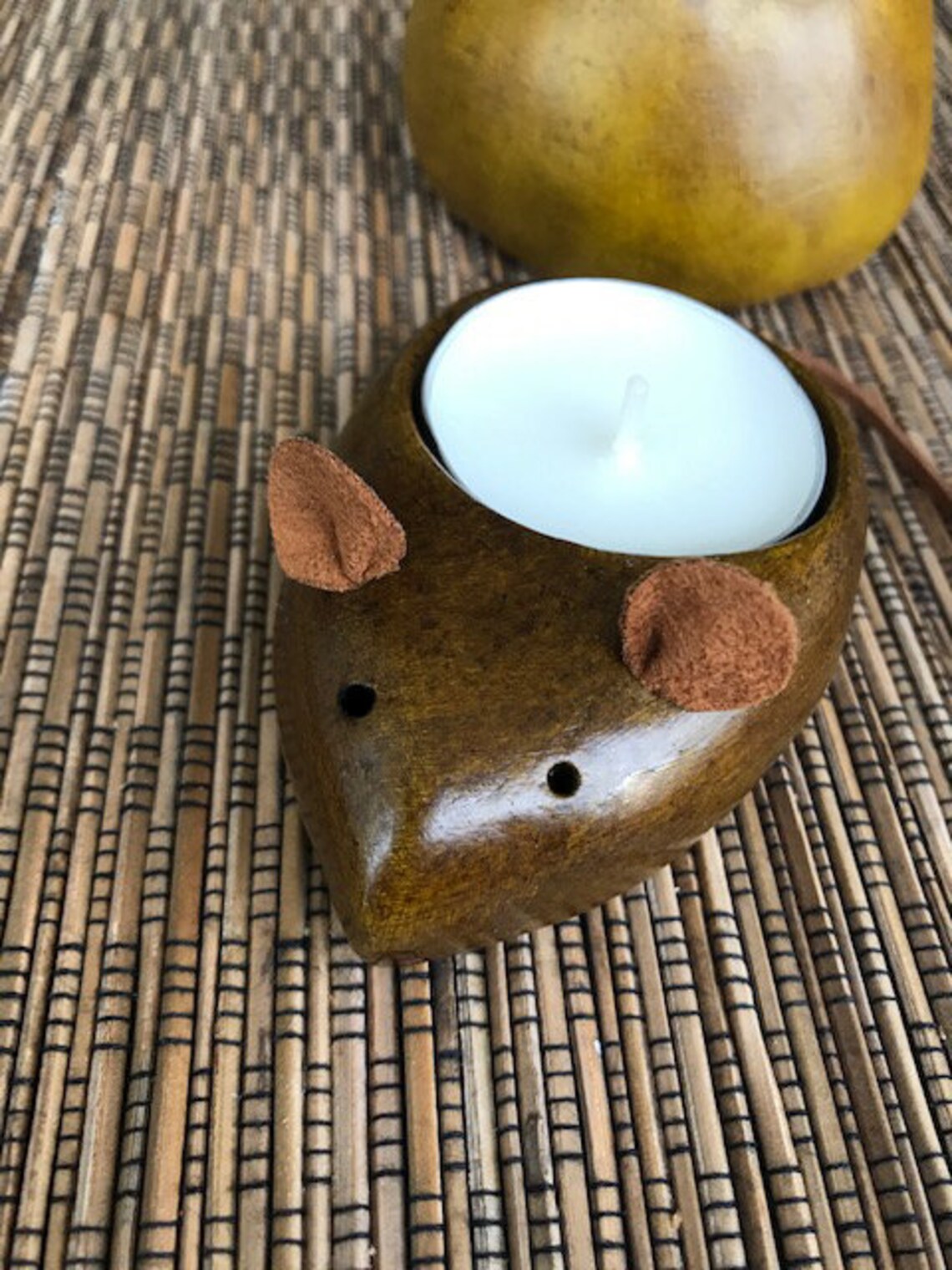 Mouse tea light holder candle natural living woodland animal Etsy