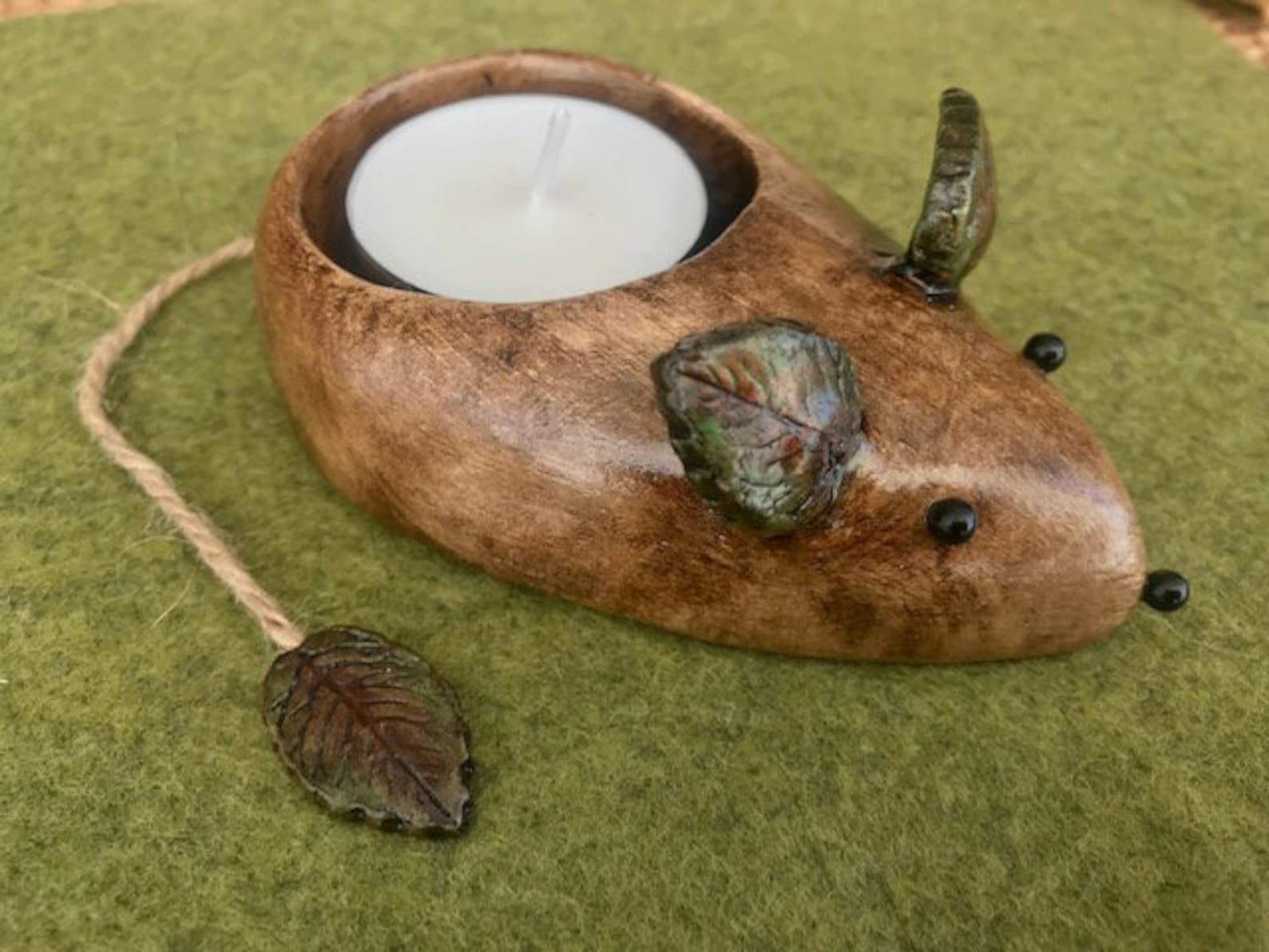 Mouse tea light holder candle natural living woodland animal Etsy